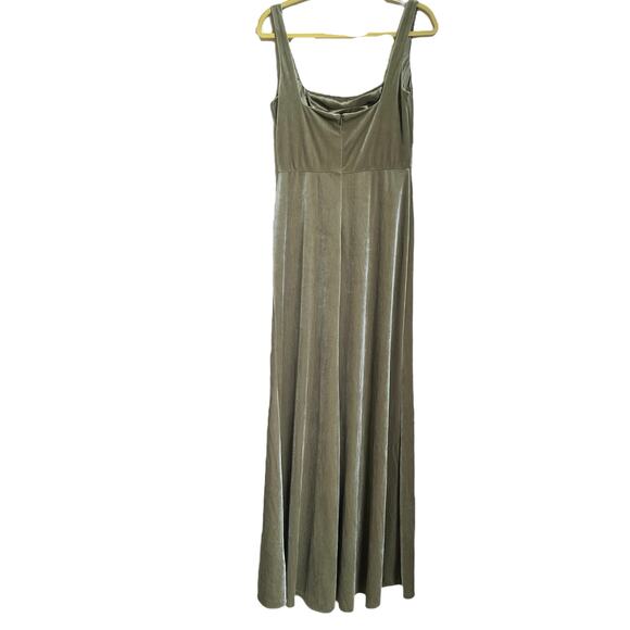 NEW Jenny Yoo Mara Stretch Velvet Maxi Dress 10 Sage Green - Picture 7 of 7